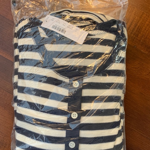 J. Crew Blue and White Striped Henley Pajama Set - Picture 3 of 4